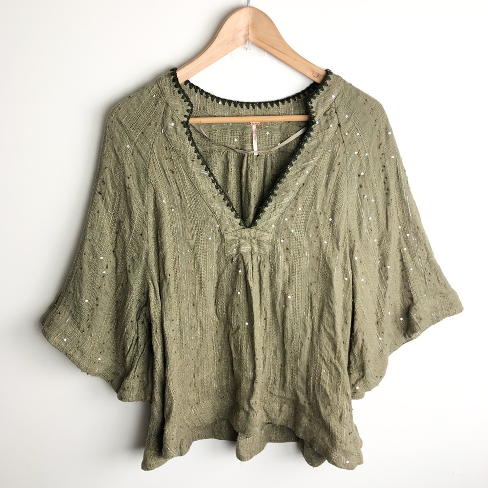Free People Olive Green Blouse